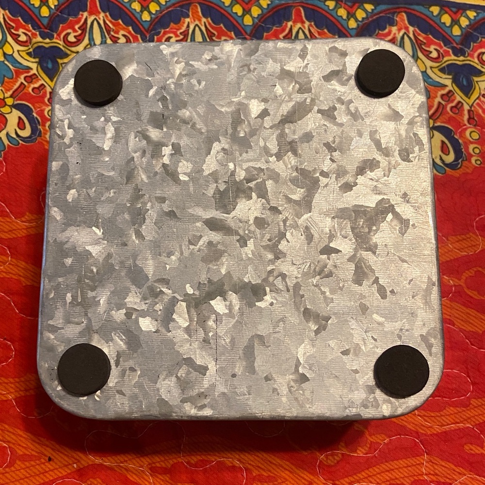 GALVANIZED NAPKIN HOLDER Metal Caddy 6” x 6” - Picture 4 of 6